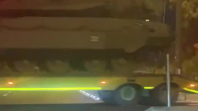 Footage of tanks being moved to the Gaza border.