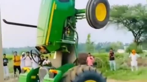 Cartoon tractor stunt