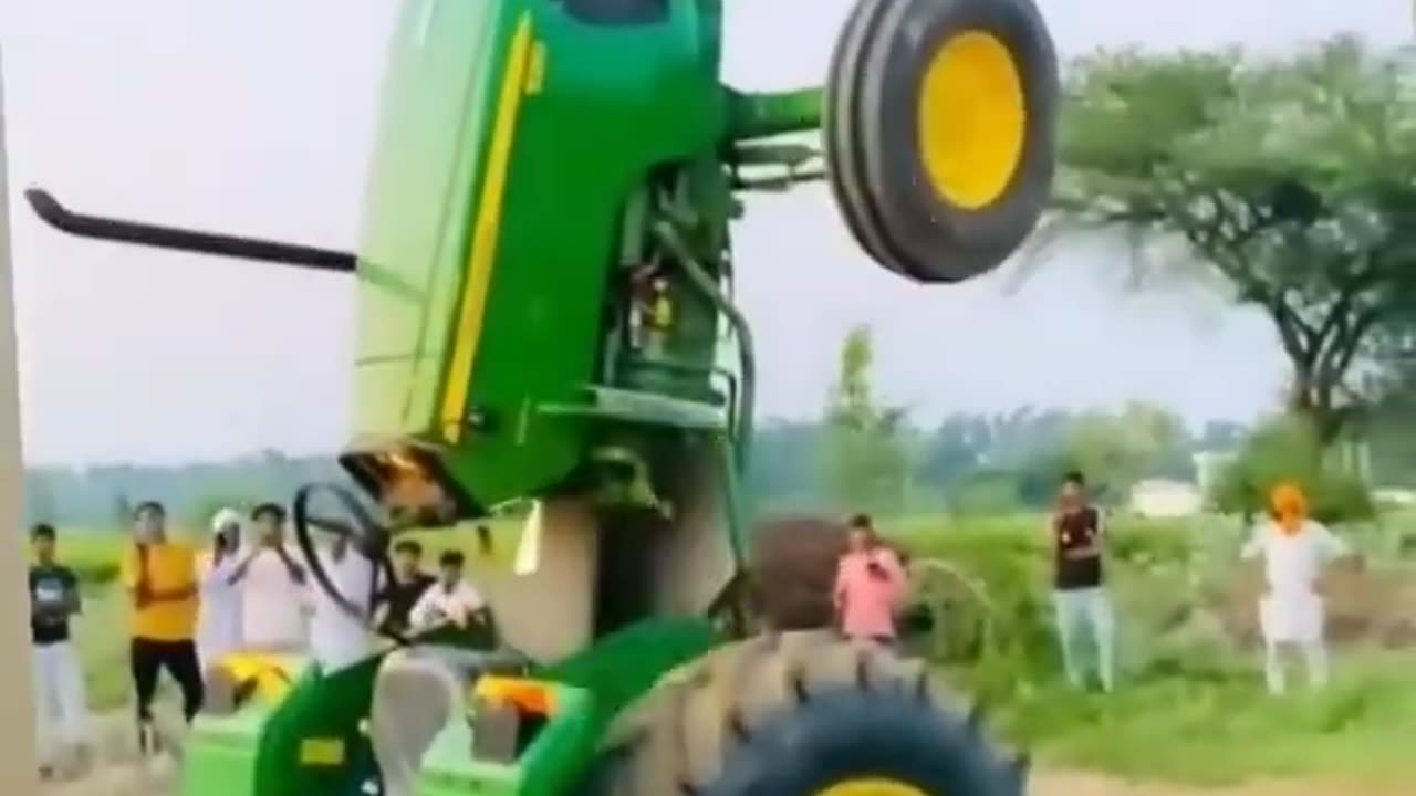 Cartoon tractor stunt