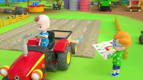 Learn Farm Vehicles for Kids with Uri & Otis || Pretend Play with Toys Garage