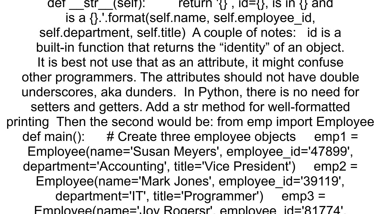 Employee Classes Python