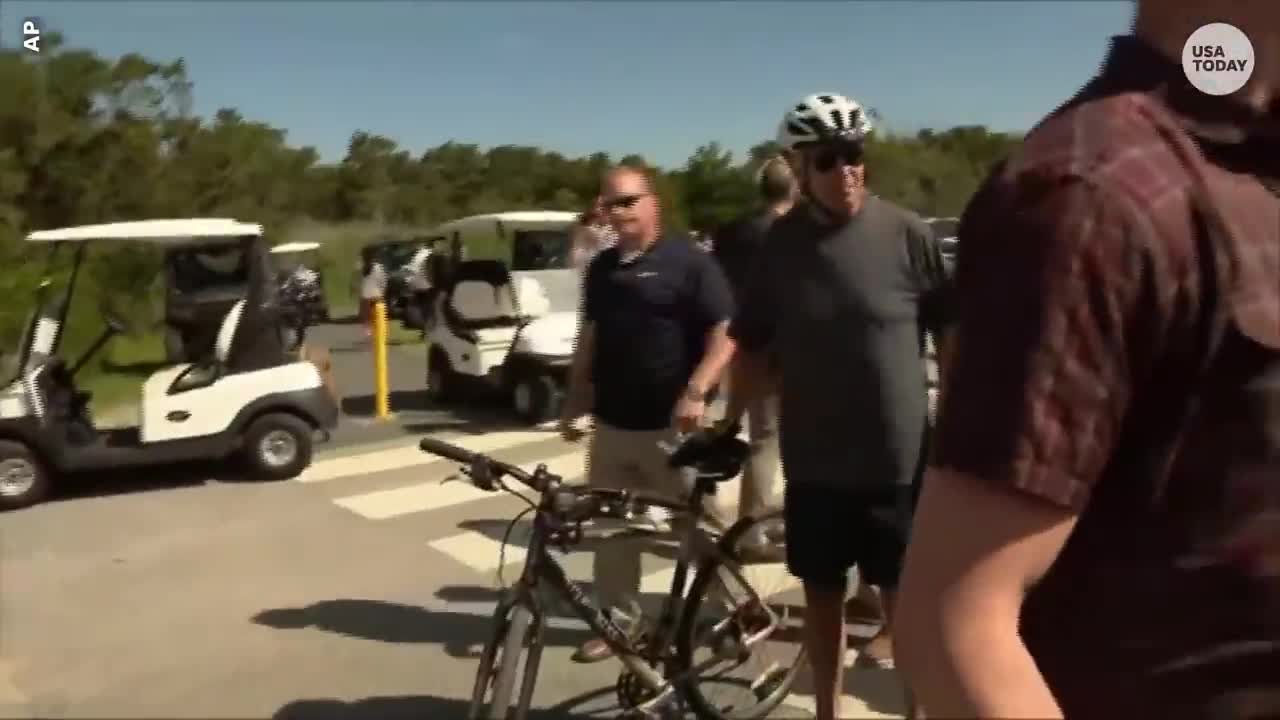 President Biden 'good' after falling off his bike at Delaware beach | USA TODAY