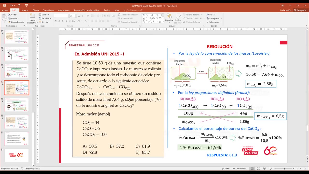 SEMESTRAL VALLEJO 2021 | Semana 10 | Química