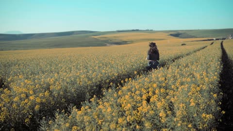 Running in the flowers