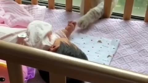 Funny cute baby naughty