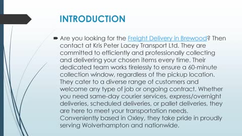 Best Freight Delivery in Brewood