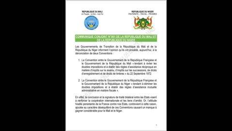 Mali and Niger denounced two conventions previously signed with France