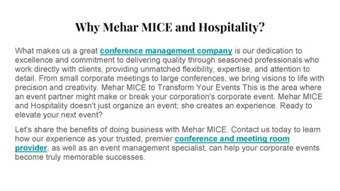 What is a Great Event Partner - The Mehar MICE Advantage