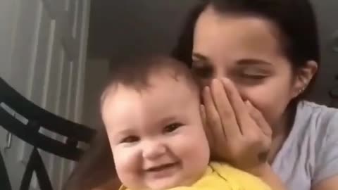 Cute Baby With Her Mom cute reaction