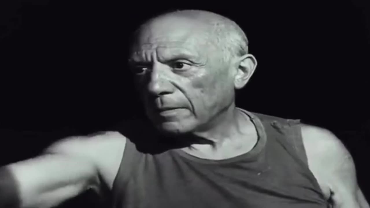 In 1956, Pablo Picasso sketched a face in France, an event that was captured on film.