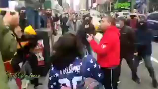 Antifa attacks Jews for Trump Parade NYC