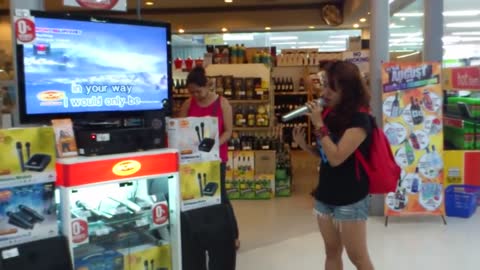 Karaoke mall shopper