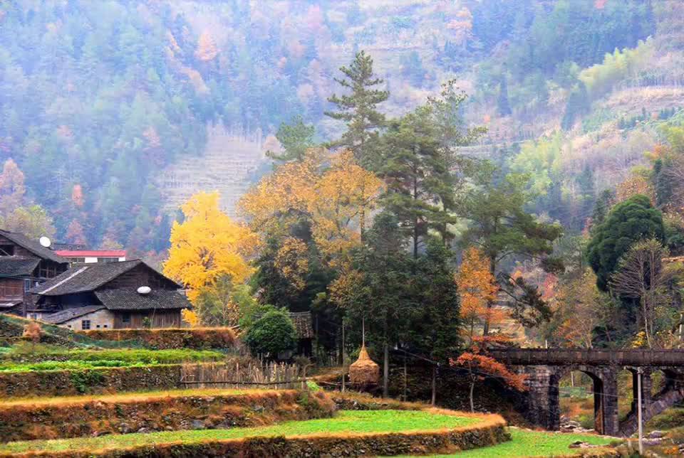 Village under dusk