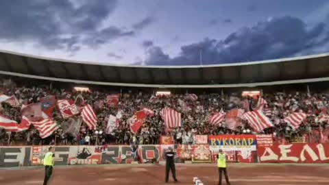 Already the traditional "Katyusha" performed by Serbian fans of Crvena Zvezda (Red Star)