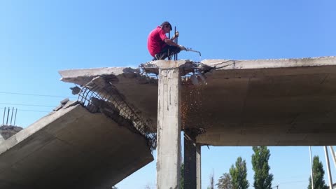 Lucky Leap Off Collapsing Concrete