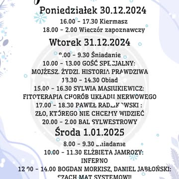Program XI-go Sylwestrowego Zlotu Siewców Prawdy 30.12-01.01