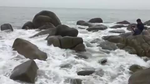 Beach with majestic waves, beautiful.