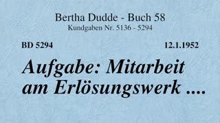 BD 5294 - AUFGABE: MITARBEIT AM ERLÖSUNGSWERK ....