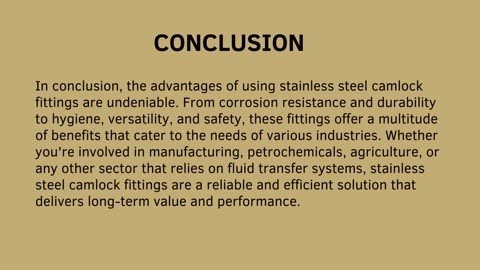 The Advantages of Using Stainless Steel Camlock Fittings