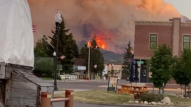 Mountain Engulfed by Fire in Montana