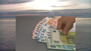 Counting big stack EURO banknotes !!!