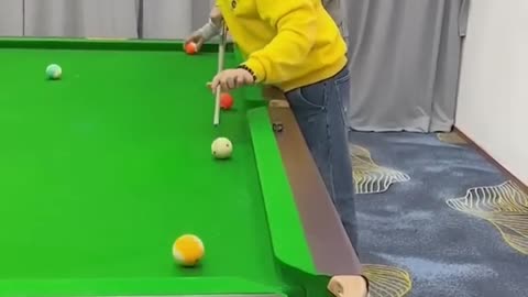 Funny pool game playing video