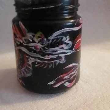 Glass Jar adorned with Handpainted Chinese 5 claw dragon