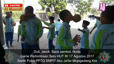 Duit, Jeruk, Saos sambal, Noda Game Perlombaan Seru HUT RI 17 Agustus Santri Putra PPTQ SMPIT Abu Ja