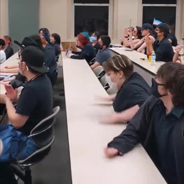 University of North Texas classroom in Denton erupted into chants of "f*ck these fascists" and slammed their fists on the desks as Jeff Younger tried to speak