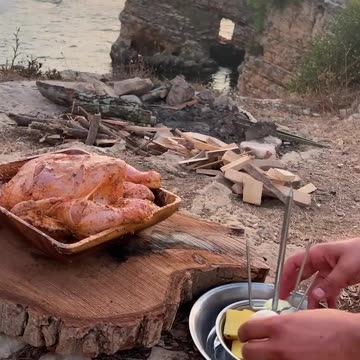 Cooking chicken in wild