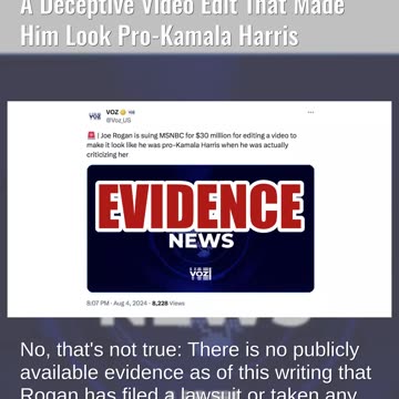 Fact Check: NO Evidence Joe Rogan Is Suing MSNBC For $30 Million For A Deceptive Video Edit