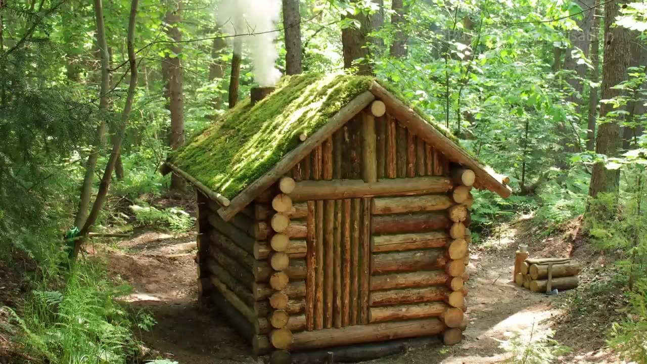 Building a Survival House in the Woods.