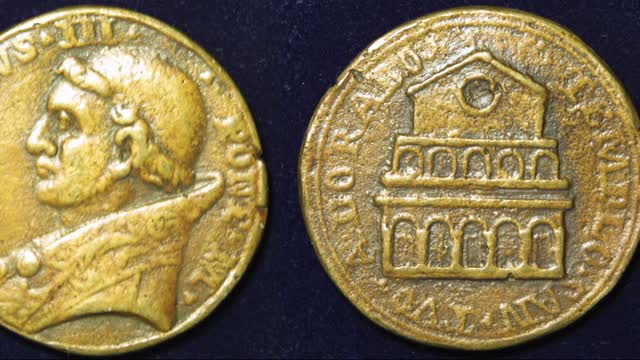 NVMMVS: GREGORIVS . III . - . PONT . M . - ADORABO . IN . TEMPLO . SAN . TVO . (~741 A.D.)