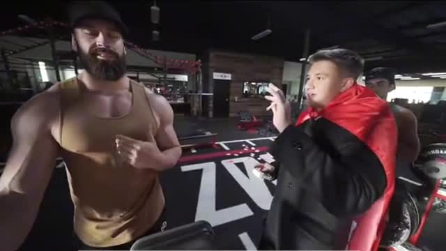 Prank of Stevewilldoit smoking in Bradley Martyns gym