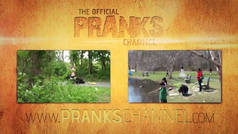 Dinosaur prank in the park