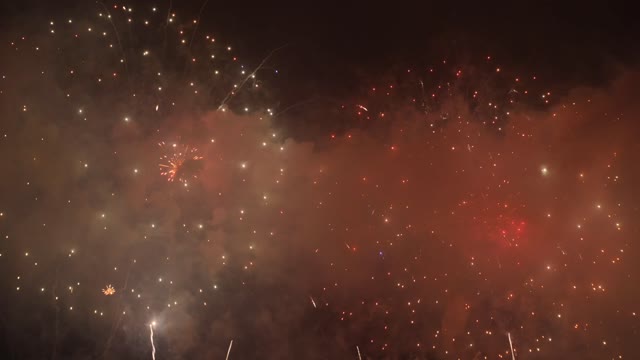 Fireworks at night in amusement parks