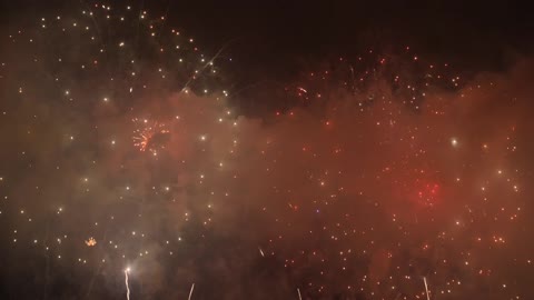 Fireworks at night in amusement parks