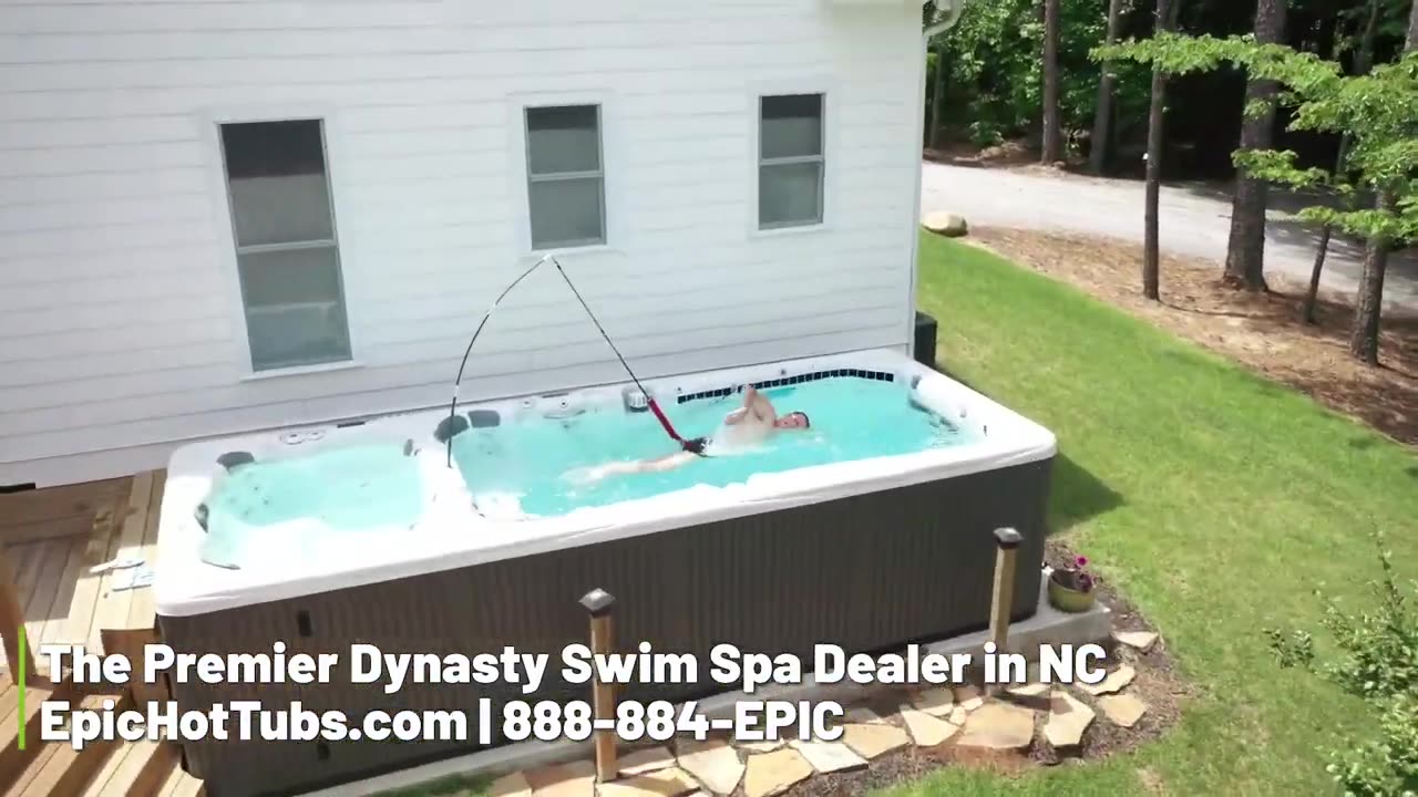 Dynasty Swim Spas in NC | Ultimate Exercise Spas + Swim Spa Tether Demo