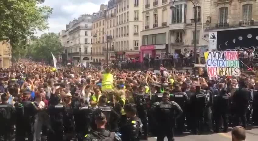 Paris, France protests against Covid vaccine passports - 24th July 2021