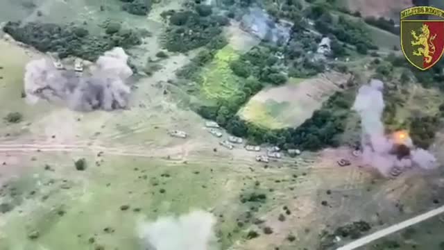 Russian Armed Forces column came under fire from Ukraine artillery