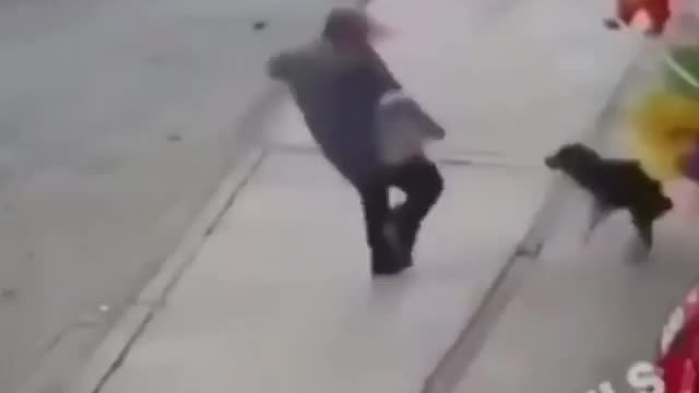 😂😂Instant Karma With Old Man Trying To Beating A Dog...