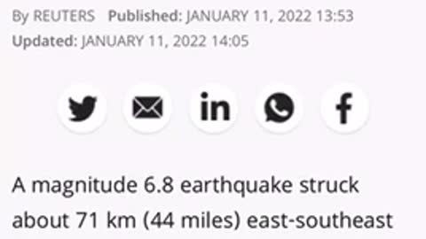 News 01/11/2022 Magnitude 6.8 earthquake strikes Alaska.