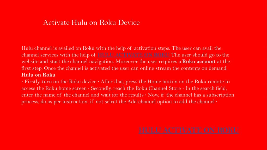 Activate Hulu on Roku Device