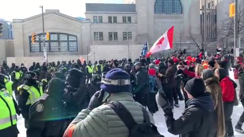 Canada Ottawa: Politi rykker hurtigt ind og forsøger at tilbageholde fredelige demonstranter