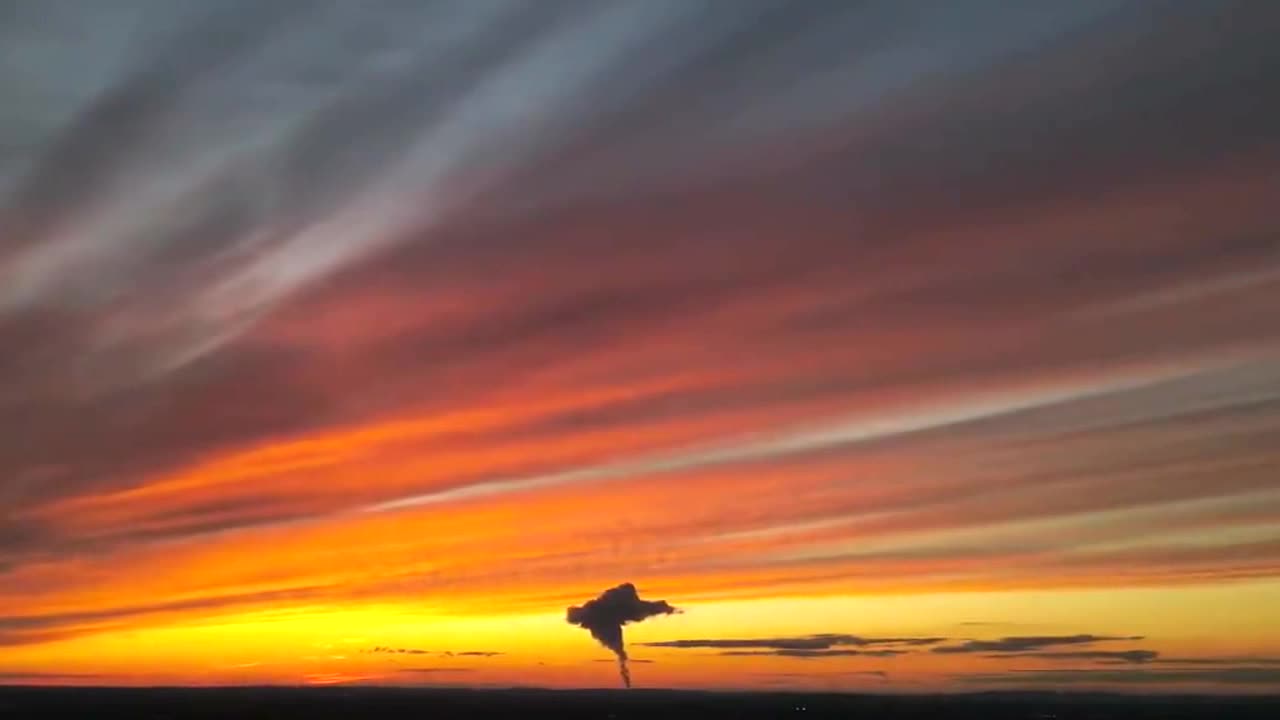 Drone captures spectacularly colorful sunset in Pennsylvania