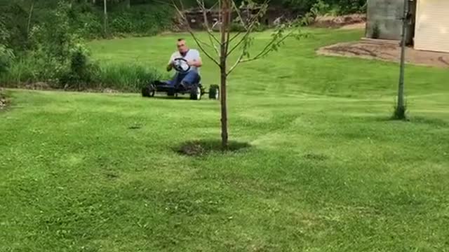 Dad Giving Instructions on How to Drive a Go-Kart Almost Backfires