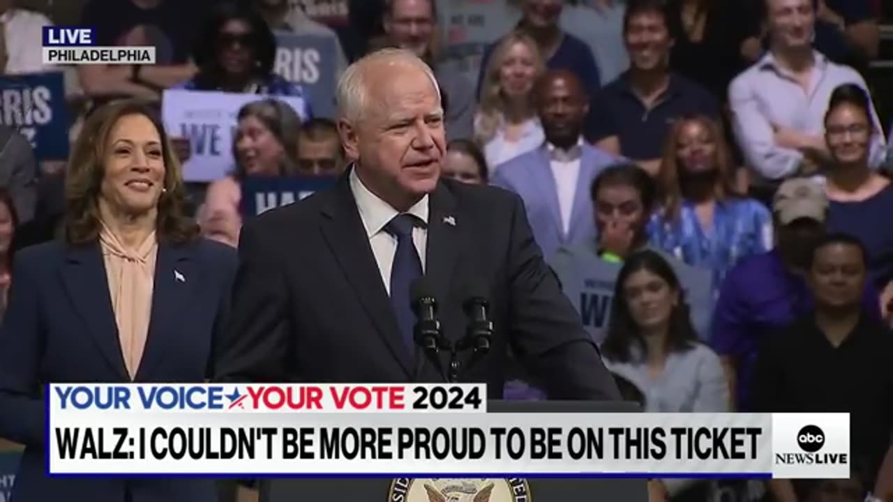 FULL_ Gov. Walz speaks at campaign rally after being announced as Harris' VP pic