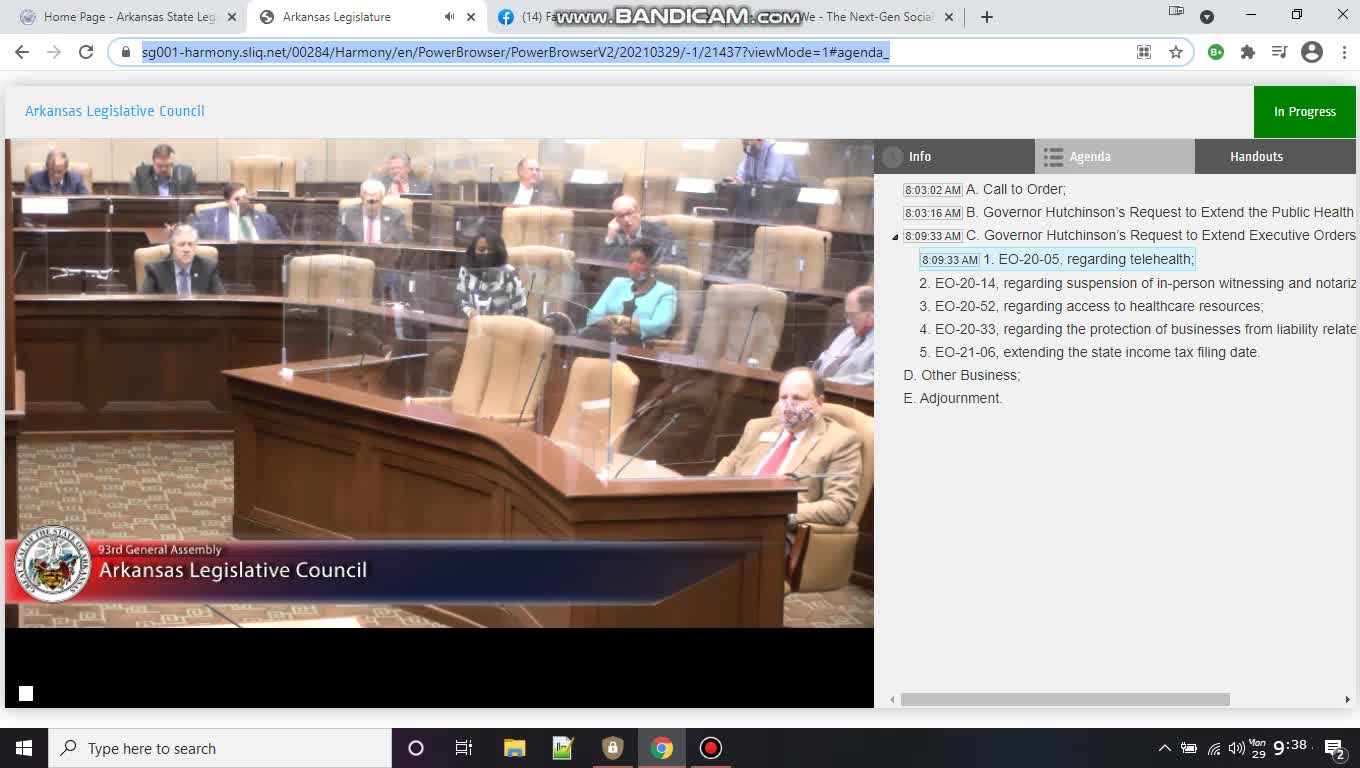 Representative Kim Hammer asking about AR Department of Health COVID agenda
