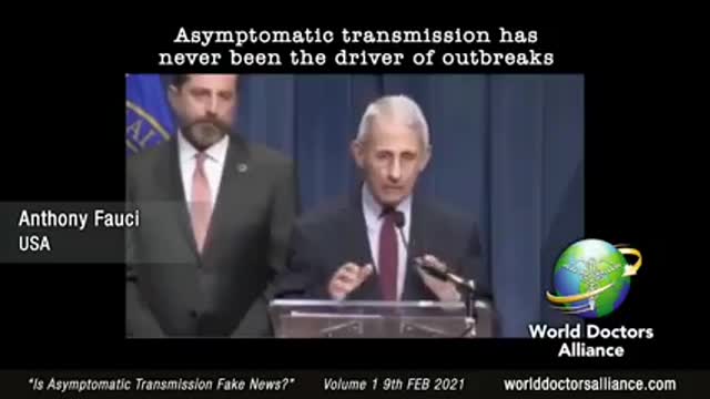Fauci says, "Asymptomatic transmission has never been the driver of outbreaks