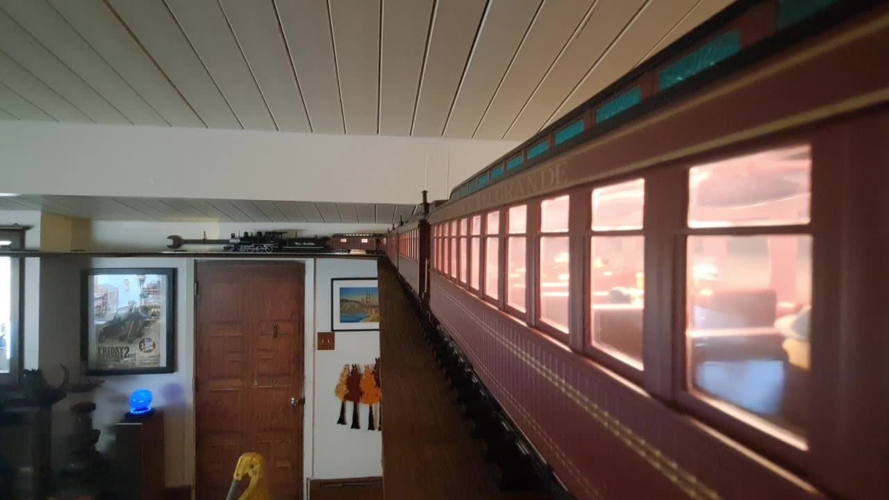 G scale Bachmann ceiling/shelf train.